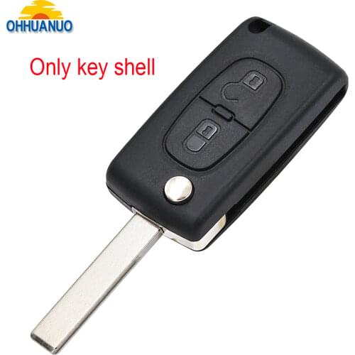 2 Button Folding Key Blank Keys Case For Peugeot 107 207 307 308 SW 308 407 607 Car Remote Key Key With Uncut Blade HU83