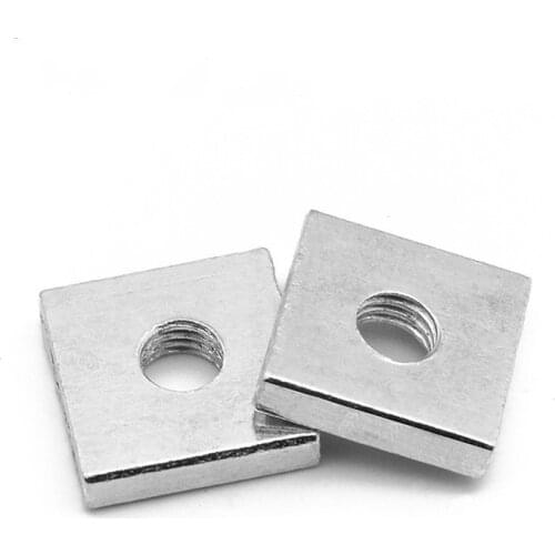 20pcs Square Nut M5 M6 M8 Carbon Steel Color Galvanized Zinc Plated Square Thin Nuts GB39 DIN 562 BIGGER SIZE M5x12x3 M6x20x4