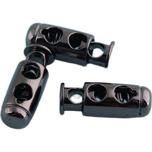 5mm Cord Locks Toggle Metal Rope Cord Stopper Gunmetal End Stopper Double Holes Cord Adjuster Cord Toggle Lock Rope Toggle