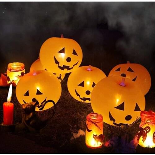 5pcs LED Light Up Balloons Halloween Pumpkin Inflatable Toys Latex Balloon Holiday Lighting Party Accessories Halloween Decor