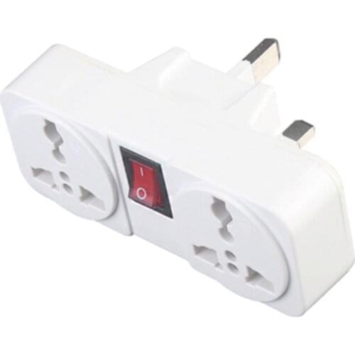 UK 250V 10A Socket Adapter Portable 2 Way Extension Power Converter with Switch
