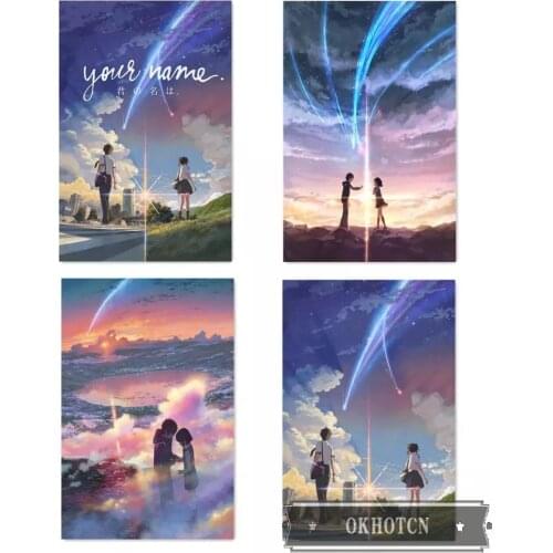 Anime Movie Your Name Prints Poster Manga Film Poster Wall Art Pictures Cartoon Lovely Characters Painting for Bedroom No Frame