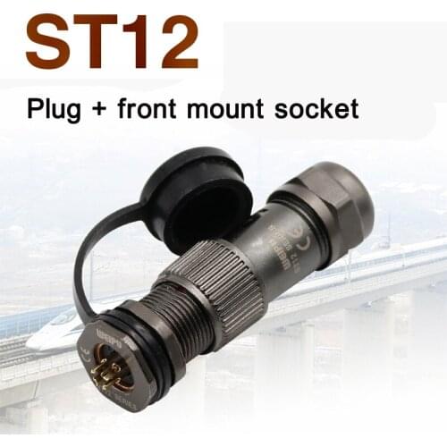 ST12 Aviation Plug Front Mount Socket Aviation Cable Wire Connector IP67 Waterproof 2 3 5 6 7 9 Pin