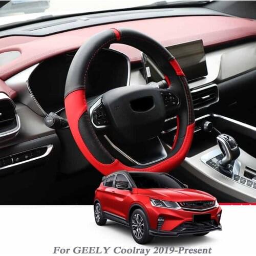 Car Styling For Geely Coolray 2019-Present Steering Wheel Cover Leather steering-wheel Cover Interior Accessory