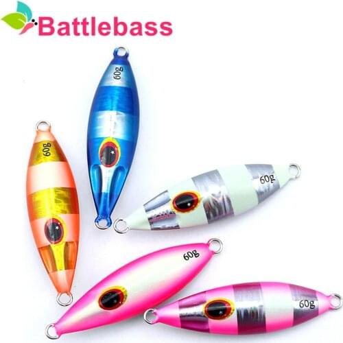 BATTLEBASS 40/60G Glow Metal jigs Sinking Japan Jigging lure Luminous Saltwater fishing bait Cranky Slow jigs Artificial bait