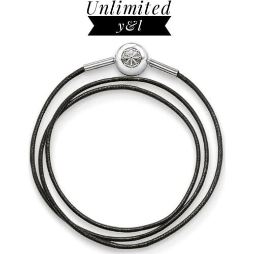 Black Wax Rope Chain Leather Necklaces Fit Beads Necklaces for Women and Men Karma Wheel Fashion Jewelry Gift