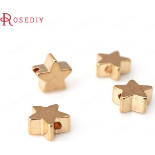 D281)10 pieces 6mm 8mm 24K Champagne Gold Color Brass Star Bracelets Spacer Beads High Quality Diy Jewelry Findings Accessories