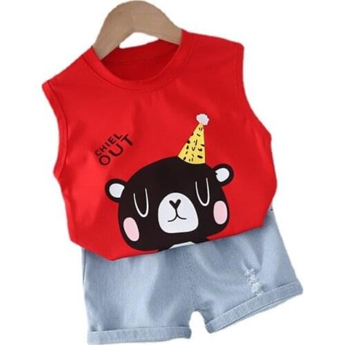 Summer New Baby Boys Girls Clothes Suit Children Cute Cartoon Vest Shorts 2Pcs/Sets Toddler Sport Casual Costume Kids Tracksuits