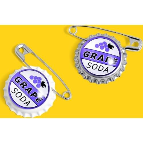 GRAPE SODA BEER BOTTL creative cartoon round brooch cut pin summer grape beer badge enamel fruit jewelry gift creative fresh