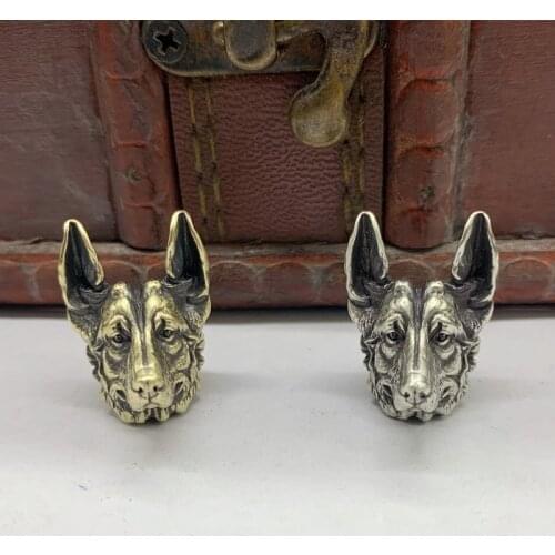 Dog Head Brass Knife Bead DIY Pendants Keychain Rope Beads Paracord Car Accessories