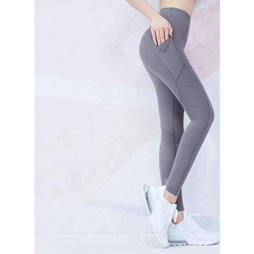 Vansydical Solid Running Tights with Pockets Womens Stretchy Yoga Leggings High-waisted Jogging Gym Pants Tummy Control