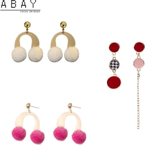 S925 Silver Needle Hot Sale Asymmetric Tassel Earrings Women New Winter U-shaped Brown Temperament Simple Design Ear Pendant