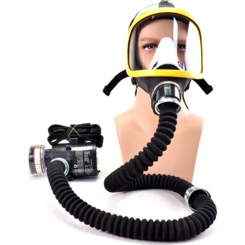1Set Electric Supplied Air Fed Full Face Gas Mask Constant Flow Respirator System Device Breathing Tube Adjustable Mask