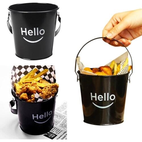Mini Ice Bucket Galvanized Iron Sturdy Durable Barrel Hold Fried Chicken For Children Dinners Parties Restaurants