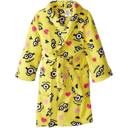 Cartoon Childrens Bathrobe Spring Autumn Kids Sleepwear Lovely Long Sleeve Girls and Boys 's Clothing 4-10 Yea