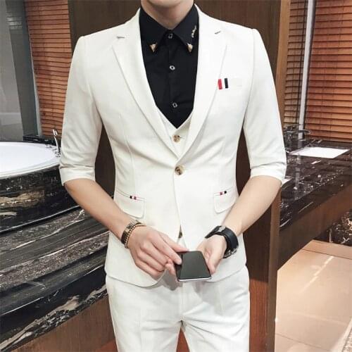 Men Suit Terno Masculino Men Homecoming Suits Short Sleeve Summer Suit Men Slim Fit Men Prom Suits 2019 latest coat pant designs