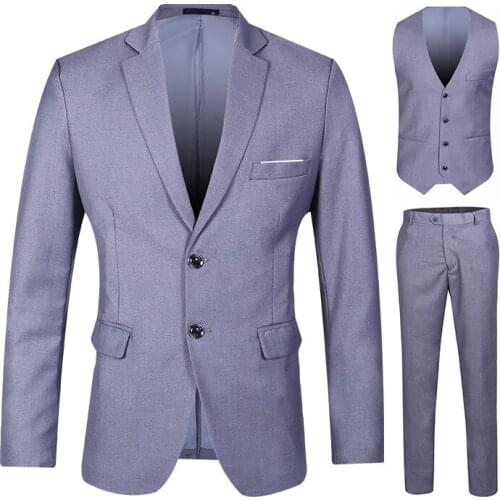 2021 New Classic Men Suit 3 Pieces Slim Black Wedding Groom Tuxedos Men Suit Gentlemen Costume (Blazer+vest+pants)