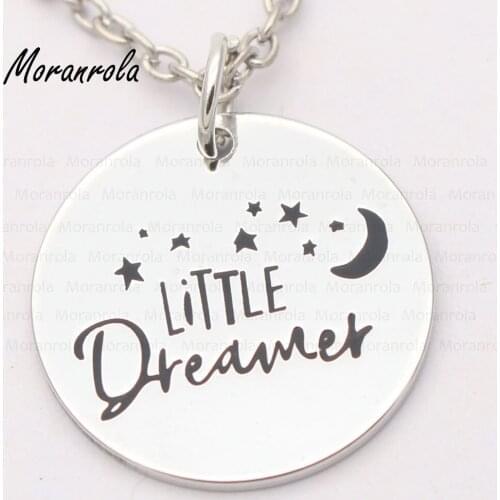 New arrival "Little Dreamer "Hand Stamped Jewelry Inspirational Necklace, Dream Necklace stars and moon charm dreamer keychain