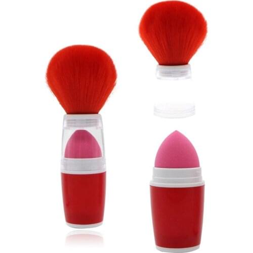 New Style Portable Blush Makeup Brush Set with Case Telescopic Powder Sponge Head Powder Puff Powder Makeup Makeup Tools