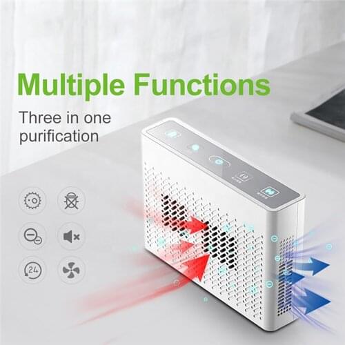 3 In 1 USB Negative Ions Air Purifier Portable Ozone Disinfector Compact Desktop Air Cleaning for Car Mite Pest Toilet Bathroom