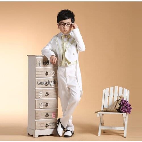 Formal white Big Boys Blazer Suit for Wedding Children Costume for Marriage Kids Formal Blazer Clothes Coat+Pants+Vest+Tie