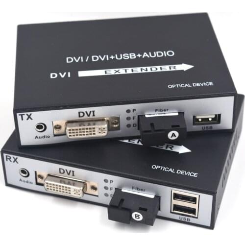 DVI Over Fiber Optic Media Converters 20km No Delay Loss Supported Keyboard And Mouse DVI Optical USB KVM Extenders