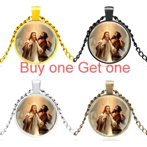 Classic John the Baptist Baptizes Jesus Christ Glass Dome Pendant Necklace Men Women Jewelry Accessories Best Gifts