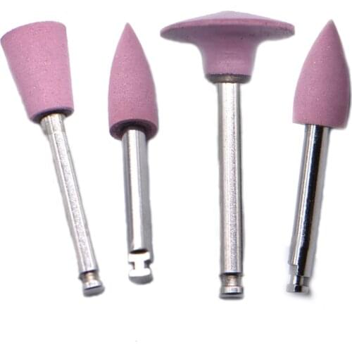 4pcs/lot Dental Light Curing Resin Polishing Grinding Heads Silicone Rubber Teeth Polisher Tools for Low-speed Handpiece Machine