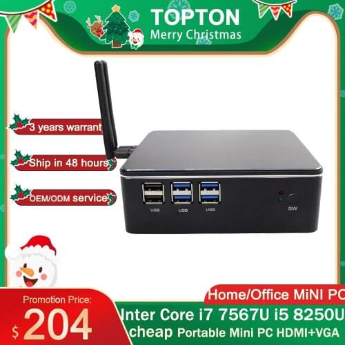 Portable Mini PC i7 7567U i5 8250U i3 8130U 8GB DDR4 1*mSATA SSD+1*2.5'SATA HD Windows 10 Nuc Graphics 4K HTPC WiFi HDMI VGA