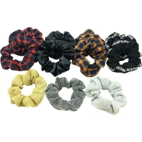1PCS Plaid Letter Printing Elastic Hair Bands Ponytail Holder Scrunchies Tie Hair Rubber Band Headband Lady Hair Accessories