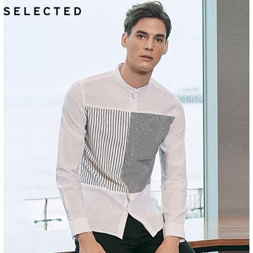 SELECTED Mens Slim Fit Striped Long-sleeved Shirt| 419105559