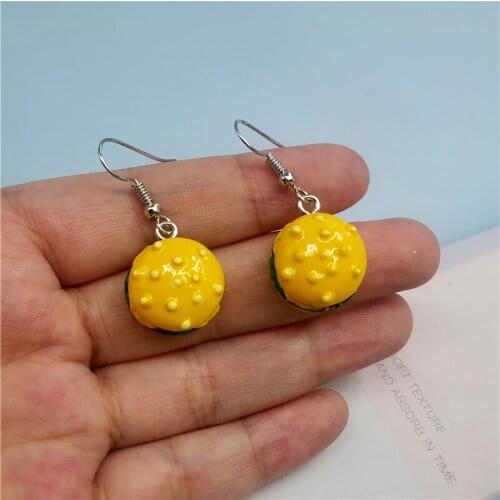 1Pair European Cute Fuuny Earrings For Women Girl Korea Funny Unique Hamburger Drop Dangle Earings Jewelry Christmas Gift P111