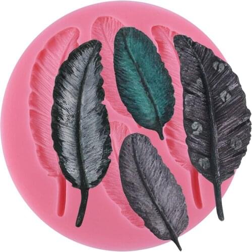 4 Cavities Feather Silicone Mold Sugar Craft DIY Cake Decorating Mold for Sugarcraft, Chocolate, Fondant, Resin, Polymer Clay