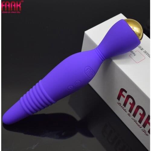 FAAK Silicone AV wand vibrator double head vibration ribbed vibration anal stimulate vagina clit masturbate adult sex products
