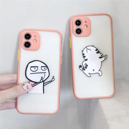 For iPhone 11 Cute Funny Cat Man Despise Case For iPhone 12 11Pro XS Max 8 7 Plus X XR 12 Mini SE 2020 Shockproof Back Covers