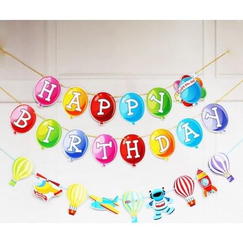 1 Set Outer Space Theme Decoration Pull Flowers UFO Spaceship Astronaut Garland Hanging Banner Boy Kids Birthday Party Favors