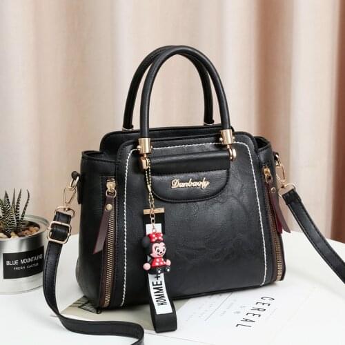 USOUL Vintage Women Leather Handbag 2020 Cute Doll Kit Crossbody Bags Woman Brand Designer Big Shoulder Bag Black Gray Red bolsa