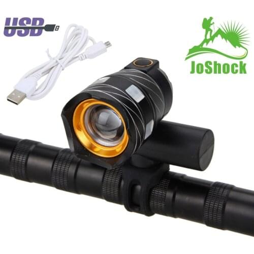 JoShock 15000LM T6 LED Bicycle Light Bike light Front Lamp Outdoor Zoomable Torch Headlight USB Rechargeable with Taillight