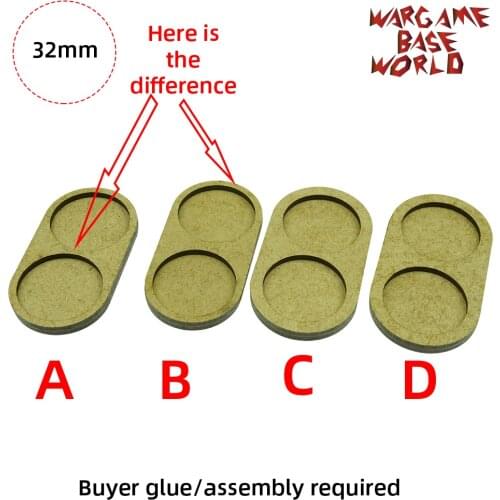 Wargame Base World - Movement Tray - 2 round 32mm - 4 sets line shape