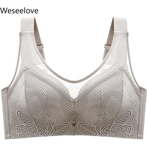 Weseelove Lace Bralette Full Push Up Bra Large Size Large Cup Anti-walking Light Sexy Women Bra Push Up Bralette Lingerie X44-1