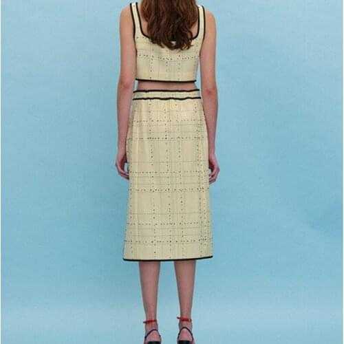 2021 Early Autumn New Womens Single Breasted Camisole Yellow Plaid Sleeveless Square Collar Female Sling Top