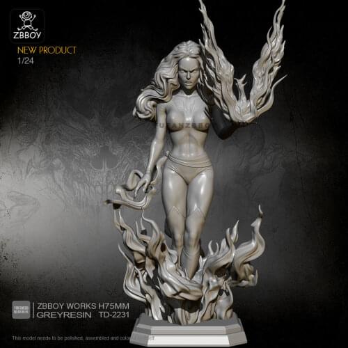 1/24 Resin Figure Kits Fire Goddess Resin Soldier Model Self-asssembled TD-2231