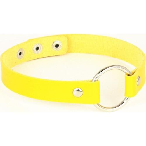 1Pc PU Leather Necklaces Punk Round Gothic Leather Choker Necklace Lovely Heart Chain Rivet Buckle Collar Jewelry for Women