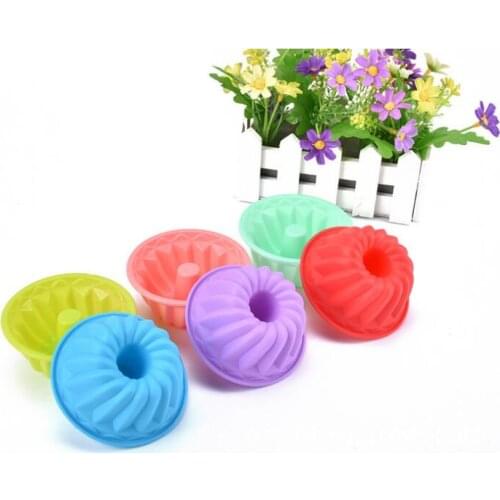 1PC Chimney Shapes Cake Mold Silicone Fancy Dessert Mold Bread Pie Flan Tart Molds Non-Stick Baking Trays Random Color LB 483