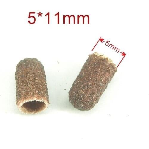 5*7mm 10pcs Sanding Bands Block Caps + Rubber Mandrel Grip Manicure Pedicure Tools Electric Nail Drill Polishing Accessories