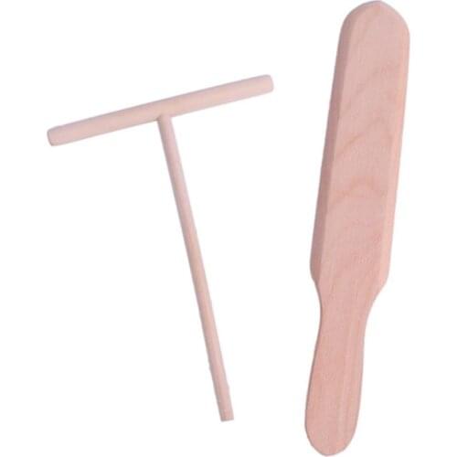 2Pcs/Set Kitchen Pancake Tools Wooden Versatile Crepe Tools Pancake Spatula Cooking Tools Accessories Kitchen Supplies