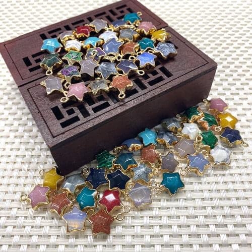 2pcs Wholesale Natural Stone Color Star Agate Amethyst Pendant DIY Jewelry Making Exquisite Jewelry Accessories Size 13x15 Mm