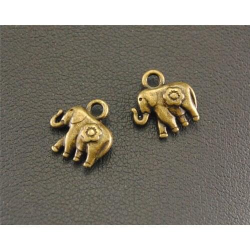 30pcs Bronze elephant mini Charm Pendant Necklace Charm Bracelet Bangle 11x12mm A500