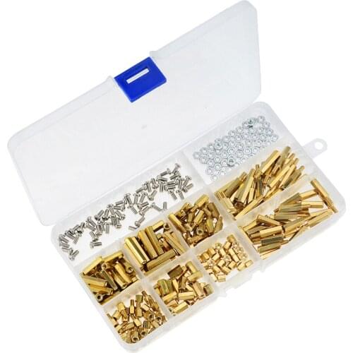 300PCS M3 Brass Hex Standoff Nut Spacing Screw Assortment Set Male Female Threaded Hollow Pillar PCB Motherboard Spacer M3*L+6mm