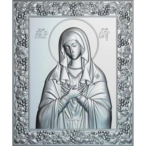 Icon of the Mother of God Tenderness 3d model for cnc STL format Religion 3d Relief Model STL Router 3 axis Engraver ArtCam